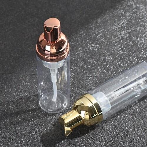 New 50ml Empty Shampoo Shower Gel Cosmetic Bottle Plastic Bottle Cleaner Soap Dispenser Pump Bottle Rose Gold Home Bath Supplies