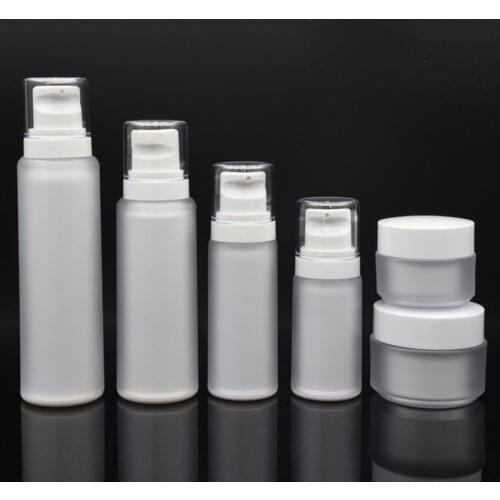 Wholesale Empty Acrylic Cream Jar Lotion Bottle Eye Cream Bottle Pressing Essence Bottles Frosted Double Cosmetic Packaging