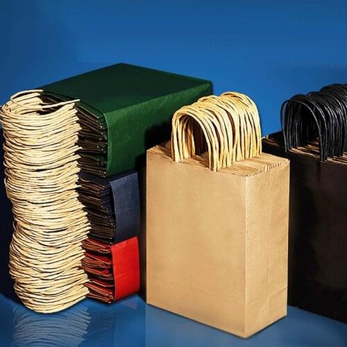 18 Colors Optional 30 Pieces Solid Color Kraft Paper Bags Can be used Multiple Times Shopping Bags, Holiday Gift Packaging Bags