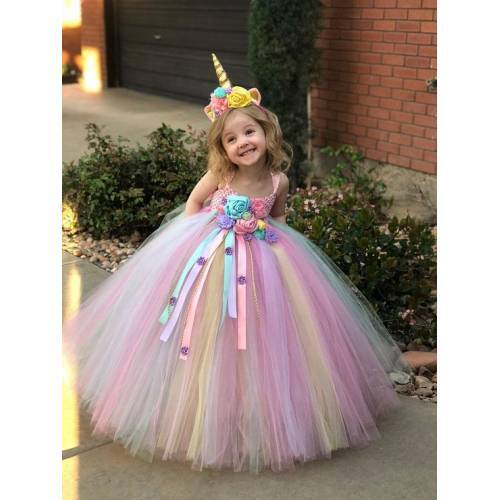 3 PCS UNICORN DRESS + TAC GIFT. PRINCESS GIRL CHILDREN 'S DRESS. PINK DRESS. 1-2-3-4-5 MOURNING WEDDING DRESS RAISED UNICORN HORSE GIRL CHILDREN 'S TULLU