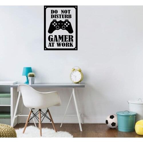 Warning Do Not Disturb Gamer at Work Joystick Wall Stickers Game Rule Wall Decal For Game Room Kid Room Vinyl DW9677