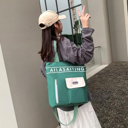 Simple Green Nylon Bag Women 2021 New Large Capcaity Crossbody Shoulder Bag Portable Handbag Printing Casual Tote Shopping Bags
