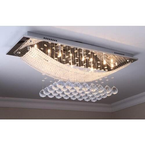 Simplicity Restaurant Hotel Villa living room lamp creative personality Nordic American K9 crystal ceiling lamp rectangular