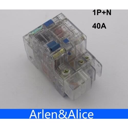 Transparent 1P+N 40A 230V~ 50HZ/60HZ Residual current Circuit breaker with over current and Leakage protection RCBO