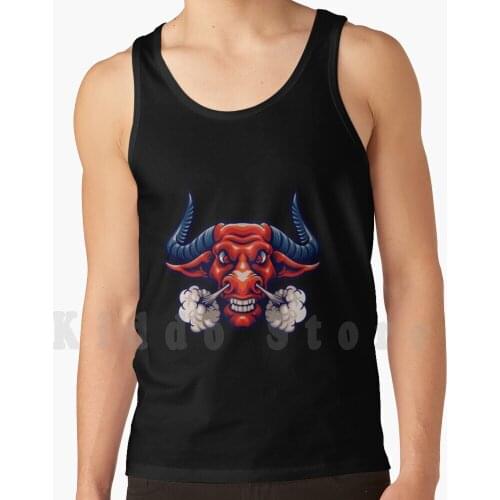Huffing Red Angry Bull tank tops vest 100% Cotton Bull Bullfight Angry Ideas Rodeo