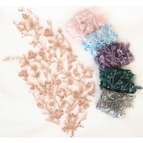 Multicolor Beaded Lace Applique DIY Costume Dress Wedding Accessories