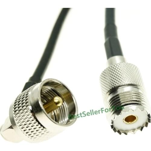 UHF Male PL-259 Male PL259 Right Angle RA To UHF Female SO239 SO-239 Jack Connector Pigtail Jumper Cable RG58