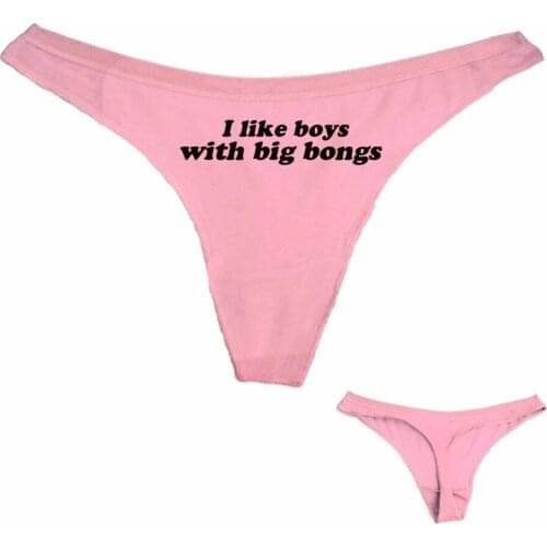 New Thong Underwear I Like Boys With Big Bongs Letter Printed Cotton Women High Quality Sexy T Panties G String Low Waist