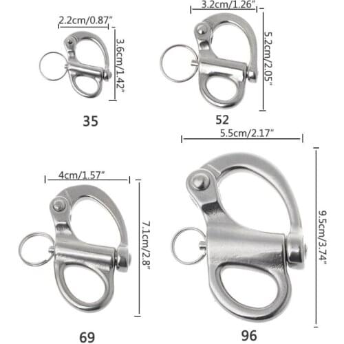 316 Stainless Steel Rigging Sailing Fixed Bail Snap Shackle Fixed Eye Snap Hook Sailboat Sailing Boat Yacht Outdoor Living