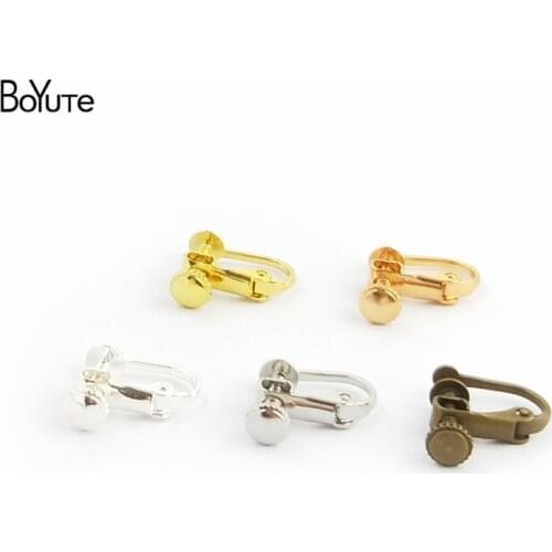 BoYuTe (50 Pieces/Lot) 14*17MM Metal Brass No Pierced Ear Clip Accessories Diy Handmade Earring Jewelry Parts