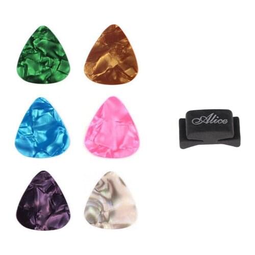 1 Holder + 6 Guitar Picks Acoustic Guitar Plectrum Celluloid and Black Holder