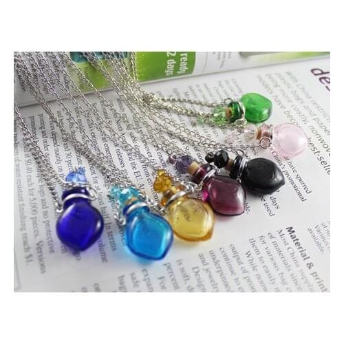 1Pc Murano Glass Perfume Necklace Small Heart,murano glass essential oil bottle necklace,scent necklace,perfume bottle necklace