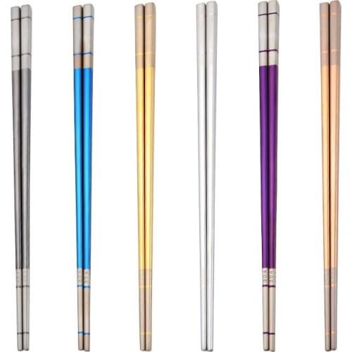 1pcs 304 Stainless Steel Chopsticks Gold-plated Color Plating Titanium Anti-scalding Non-slip Chopsticks Home Hotel Tableware
