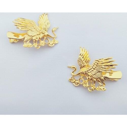 10PCS 35*65mm Metal Alloy Gold Crane Hairpin DIY Hair Clip Accessories For Jewelry Making
