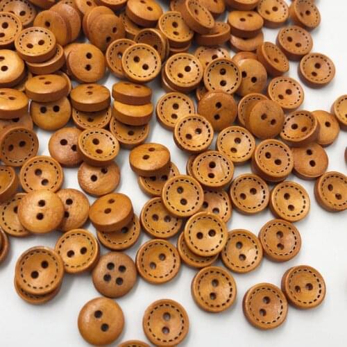 100pcs 10mm Brown 2-holes Round Wooden Buttons sewing Scrapbooking Craft WB625