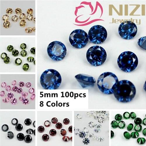 100pcs 5mm Crystal Brilliant Cuts Round Cubic Zirconia Beads Stones Supplies For Jewelry DIY 3D Nail Art Brooches Decorations