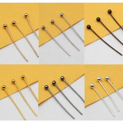 100p 16mm 20mm 25mm 30mm Silver Gold plated bronze Copper Ball Head Pins Needles For Beads Earring Jewelry Findings ballpins