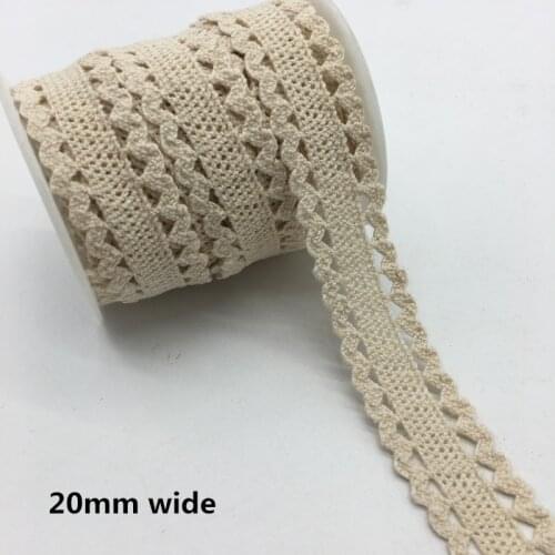 2 Yards/lot 20mm Wide Apparel Sewing Fabric Trim Cotton Crocheted Lace Fabric Ribbon Handmade Accessories #FF12