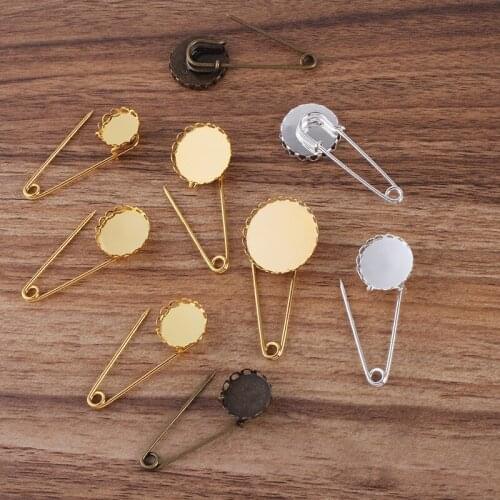 20 Pieces/Lot 14 mm 16 mm 18mm 20 mm 25 mm Brooch Base Cabochon Settings Badges Pin Brooches For women DIY Making