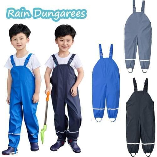 2021 New Vintage Suspender Bib Pants Overalls Toddler Kids Boys Girls Rain Dungarees Windproof Waterproof Mud Jumpsuit Clothes