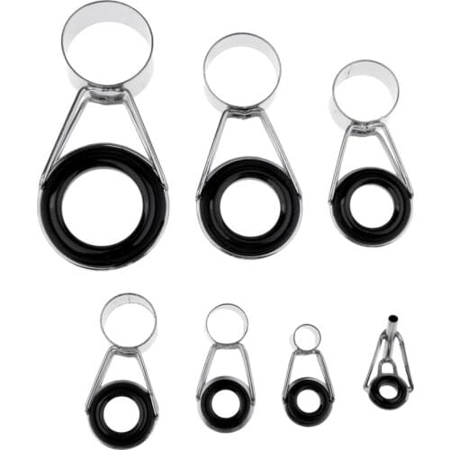 7Pcs 7 Sizes Ceramic Fishing Rod Guide Tips Top Eye Rings Line Repair Kit Fishing Accessories 5mm 6mm 8mm 11mm 15mm 20mm