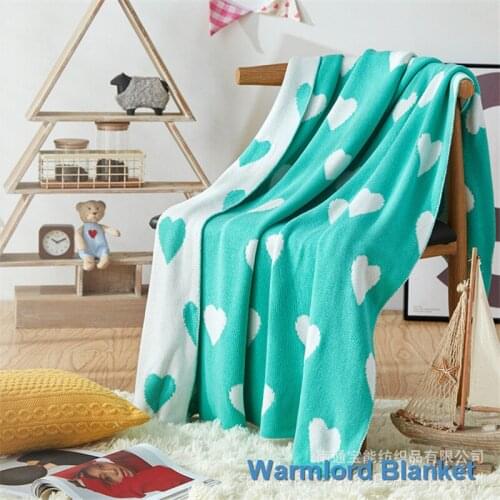 90X110cm cotton pink heart 2 layers thermal thick organic Cotton soft Baby knitted Blanket kids back seat cover bed spread
