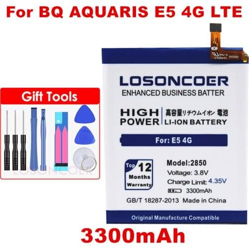LOSONCOER 3300mAh 2850 Battery For BQ Aquaris E5 4G LTE E5S High quality battery