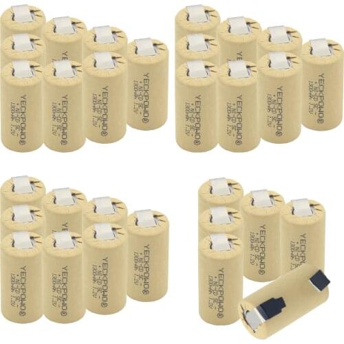 30 pcs 1300mAh NICD sub C battery 1.2V SC batteries real capacity as declared akkumulator welding tabs for electric drills