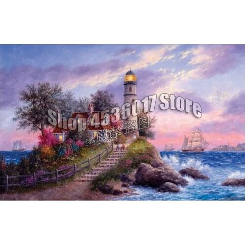 Captains Cove Diamond Embroidery Rhinestone Mosaic Full 5D DIY Diamond Painting Square Home Decor Boats Lighthouses Crafts
