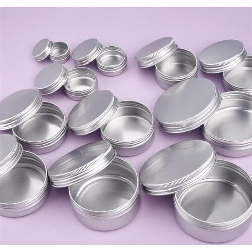 Aluminum Candle Jar Refill Metal Container Empty Cream Lip Balm Tin Box Hair Wax Pot Silver Can Box 5/10/30/50/60/70/80/90ml