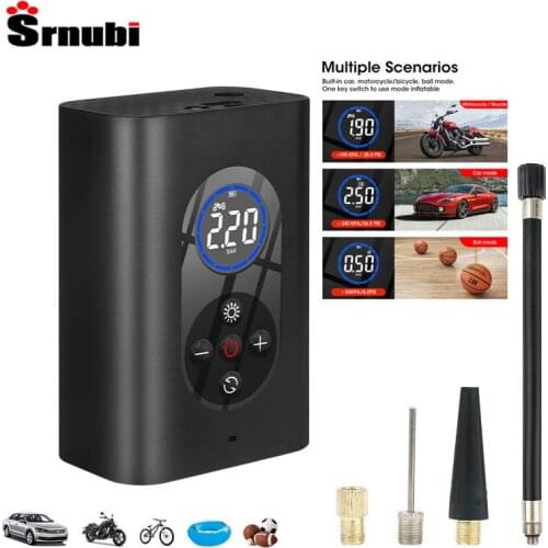 Car Electrical Air Pump Portable Wireless Compressor Tire Inflatable deflate Inflator LED USB Charge Car Motorcycle Bicycle ball