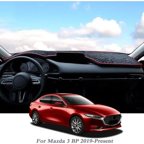 Car Styling Dashboard Protective Mat Shade Cushion Pad Rose Pattern Carpet For Mazda 3 BP 2019-Present RHD&LHD Flannel Anti-Slip
