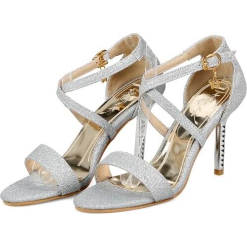 Big Size 9 10 11-17 high heels sandals women shoes woman summer ladies Crossed belt word belt fish mouth