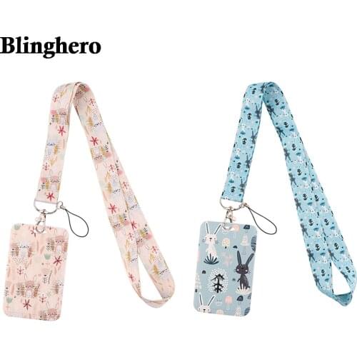CB778 Rabbit Cute Animal Keychain Neck Straps Lanyards for Keys ID Card Passport Gym Cellphone USB Badge Holder DIY Hanging Rope