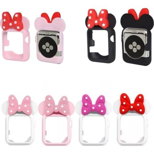 Disney Mickey Minnie Is Suitable for Apple Watch Protective Sleeve Bow Cute Sports Soft Shell Apple Iwatch1 2 3 Watch Band