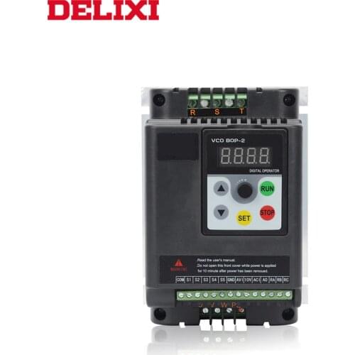 DELIXI VFD frequency inverter 0.4KW 0.75KW1.5KW 2.2kw 3kw 220V single phase input and three phase output Speed motor converter