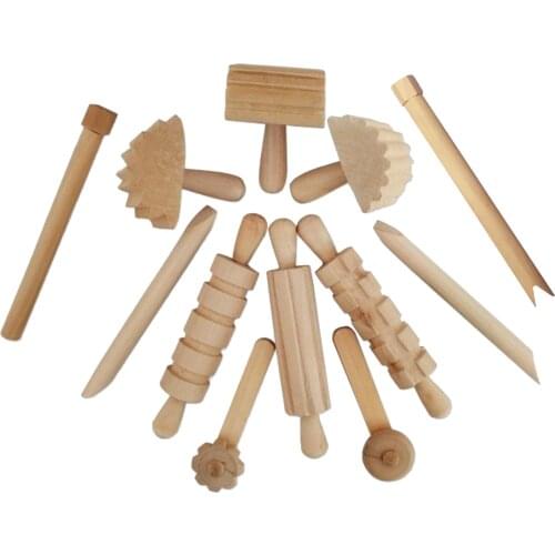 Kids Wooden Art Clay Doughs Tools Toy Pottery Tools DIY Baking Accessories