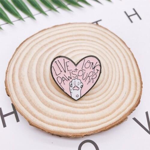 Cartoon Animal Pink Dog Claw Love Animal Heart Shape Love Enamel Brooch Alloy Badge Denim Clothes Bag Pin Cute Sweet Jewelry