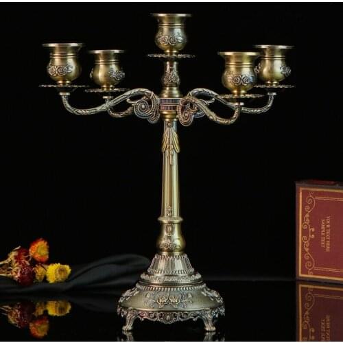 European Metal Candle Holders Luxury Moroccan Candlestick Retro Romantic Wedding Dinner Candelabros Home Decoration QBA60ZT