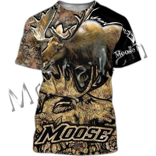 Summer Fashion Moose Hunting Camo Men / Women O-Neck T-shirts 3D Printing Leisure Hip Hop Streetwear Short Sleeves Harajuku tops