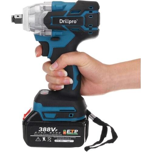 Drillpro 388vf Brushless Cordless Electric Impact Wrench 1/2 inch Power Tool For Home 15000Amh Li Battery For Makita 18V Battery
