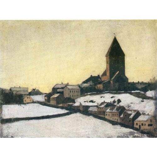 Oil Painting Reproduction on Linen Canvas,old-aker-church by Edvard Munch,Free DHL Shipping,100% handmade,abstract oil painting