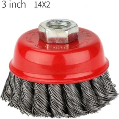 3" Twisted Steel Wire Bowl-shaped Wheel Brush with Nut M14*2/10*1.5