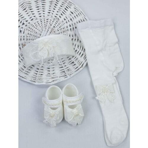 White Baby Girl Newborn Gift Suit Set Girls Babies Tights Stockings Hair Bandanas Shoes Fashion Style 2021 Mom Gift Package