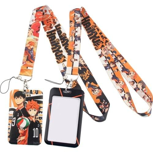 LT19 Anime Haikyuu Lanyard Credit Card ID Badge Holder Key Ring Bag Student Women Travel Bank Bus Business Card Cover Keychain
