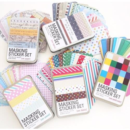 Kawaii Stationery Lovely Labels Tin Scrapbooking Pastel Marking Tape Craft Stickers Decorative Diy Memo Planner Tool 27 Sheets