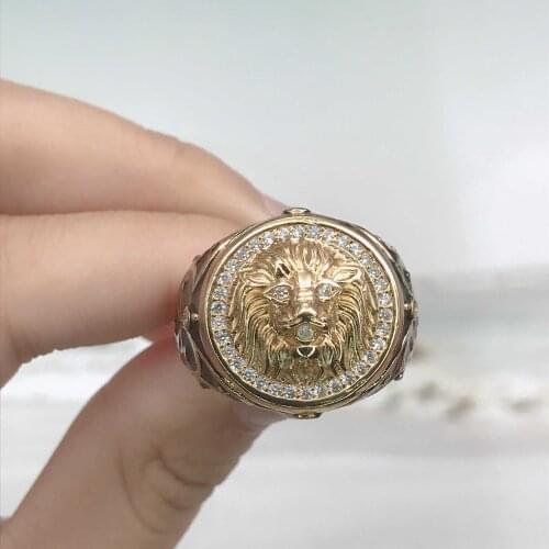 Fashion Domineering Lion Rings Size 6-13 Luxury Golden Jewelry For Men Women Wedding Party Punk Retro Charm Accessories