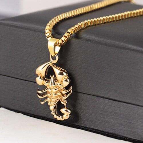 Men Hip Hop Style Scorpion Pendant Necklaces Stainless Steel Long Chain Fashion Animal Shape Necklace Men Jewelry