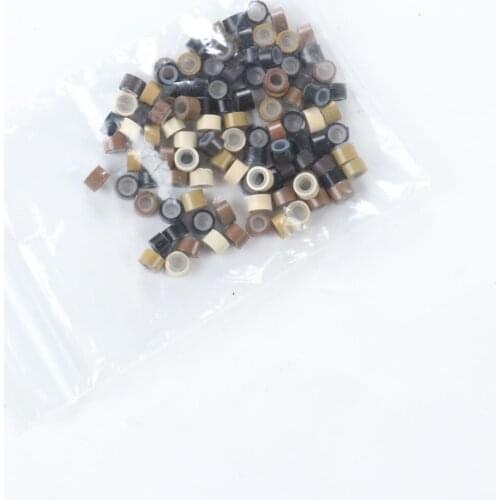 MyDiva 100pcs Copper Silicone Nano Micro Link Tube Ring for Wig Hair Extensions Lined Beads Salon Tools Nanometer Beaded