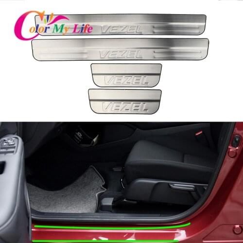 Color My Life Stainless Steel 4Pcs/Set Car Door Sill Scuff Plate for Honda Vezel HRV HR-V 2014 2015 2016 2017 2018 Accessories